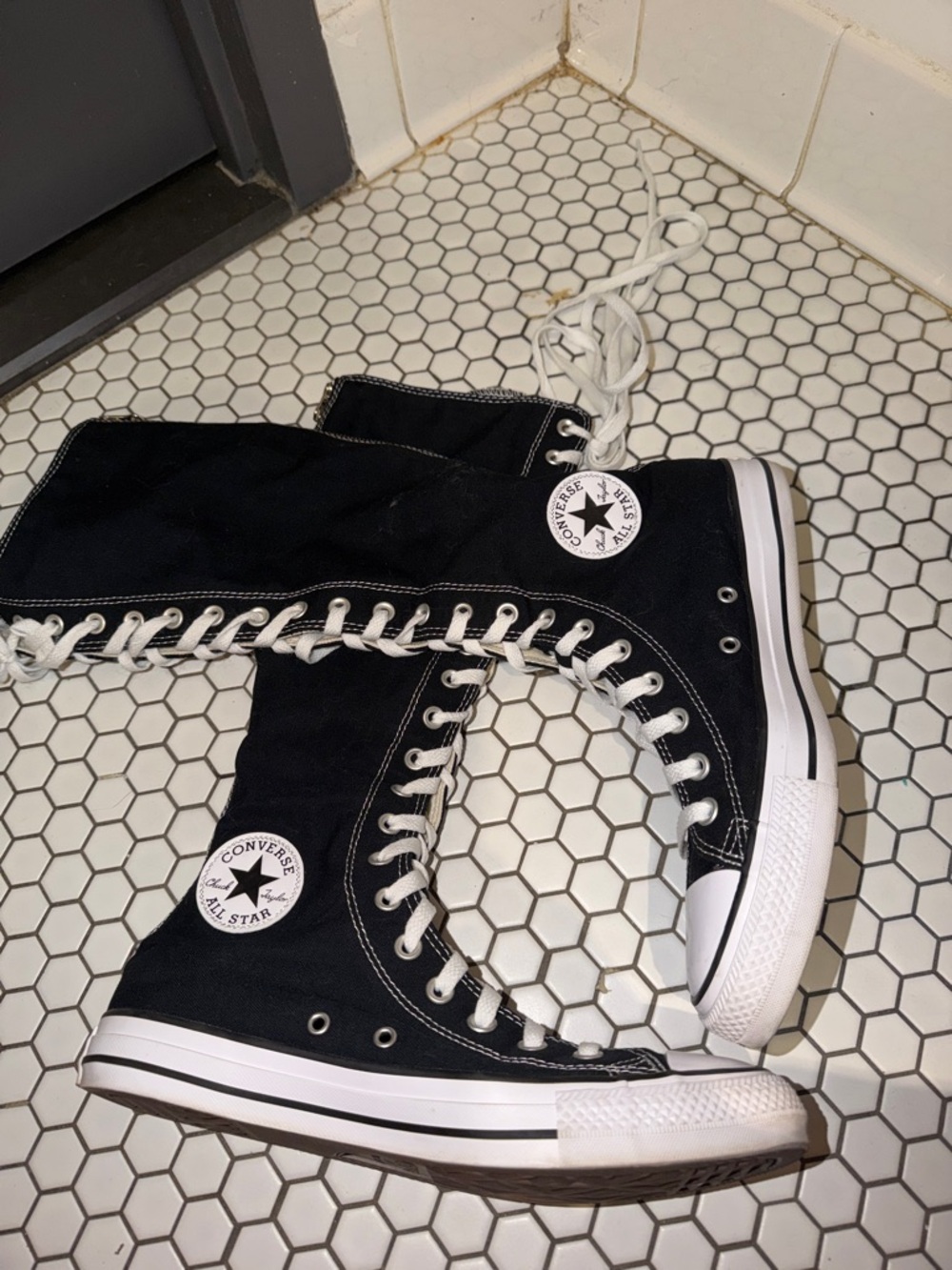 Converse Black & White High-Top Lace-Up Sneakers